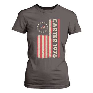 Jimmy Carter T Shirt For Women 39th US President 1976 Retro American Flag TS09 Dark Chocolate Print Your Wear
