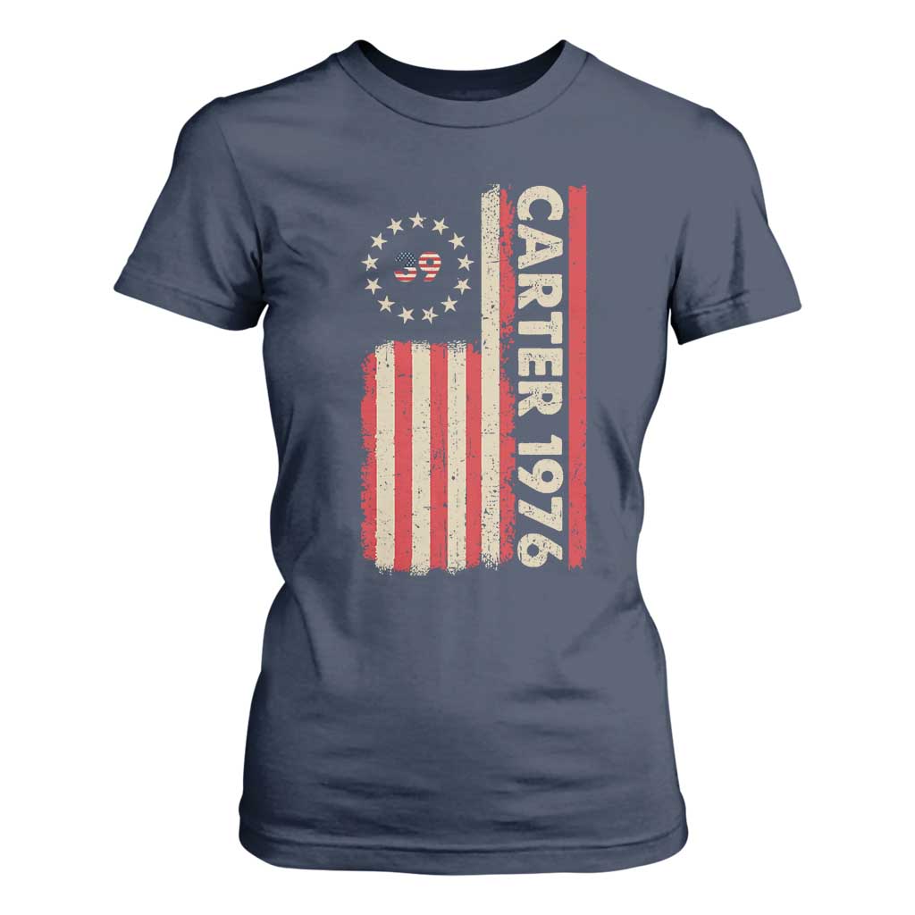 Jimmy Carter T Shirt For Women 39th US President 1976 Retro American Flag TS09 Navy Print Your Wear