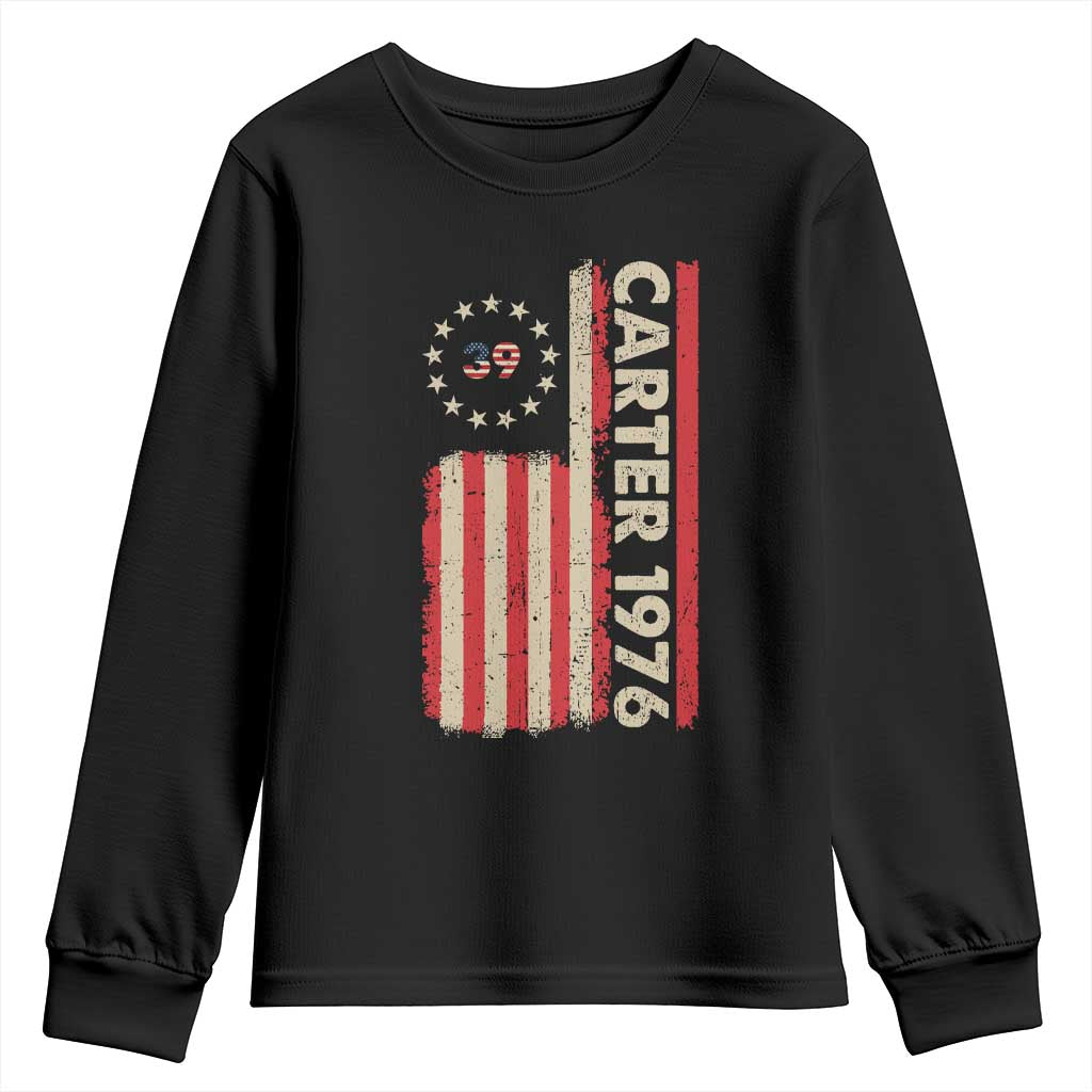 Jimmy Carter Youth Sweatshirt 39th US President 1976 Retro American Flag TS09 Black Print Your Wear