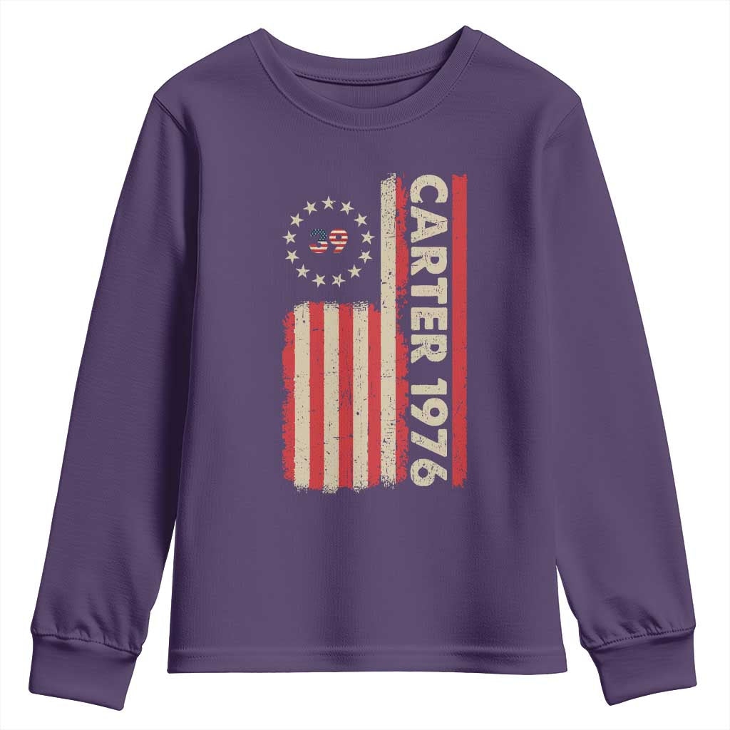Jimmy Carter Youth Sweatshirt 39th US President 1976 Retro American Flag TS09 Purple Print Your Wear