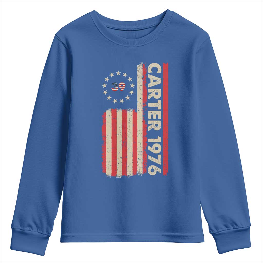 Jimmy Carter Youth Sweatshirt 39th US President 1976 Retro American Flag TS09 Royal Blue Print Your Wear