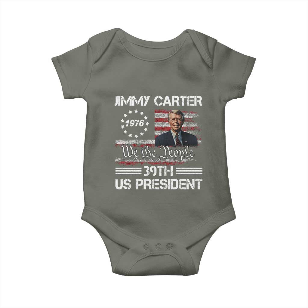 Jimmy Carter Baby Onesie 39th US President 1976 We The People American Flag TS09 Military Green Print Your Wear