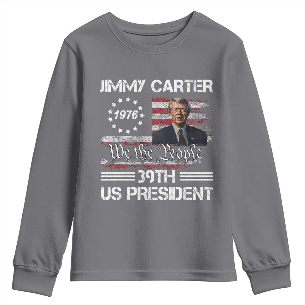 Jimmy Carter Youth Sweatshirt 39th US President 1976 We The People American Flag TS09 Charcoal Print Your Wear