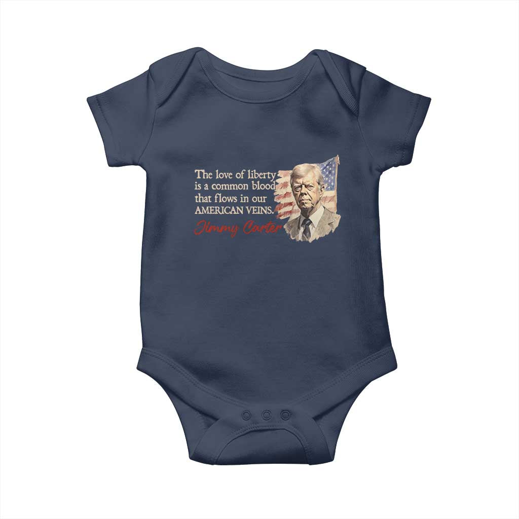 Jimmy Carter Quote Baby Onesie The Love Of Liberty Flows In Our American Veins TS09 Navy Print Your Wear