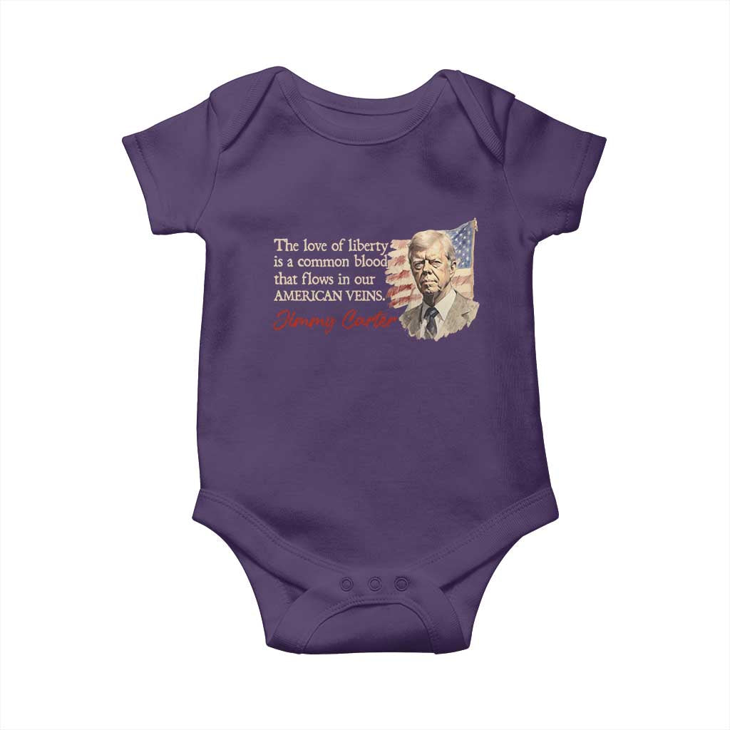 Jimmy Carter Quote Baby Onesie The Love Of Liberty Flows In Our American Veins TS09 Purple Print Your Wear