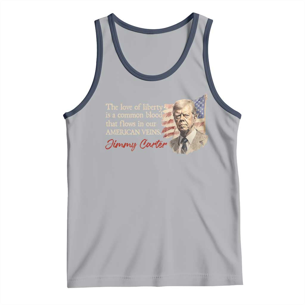 Jimmy Carter Quote Tank Top The Love Of Liberty Flows In Our American Veins TS09 Athletic Heather Navy Print Your Wear