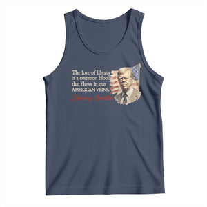 Jimmy Carter Quote Tank Top The Love Of Liberty Flows In Our American Veins TS09 Navy Print Your Wear