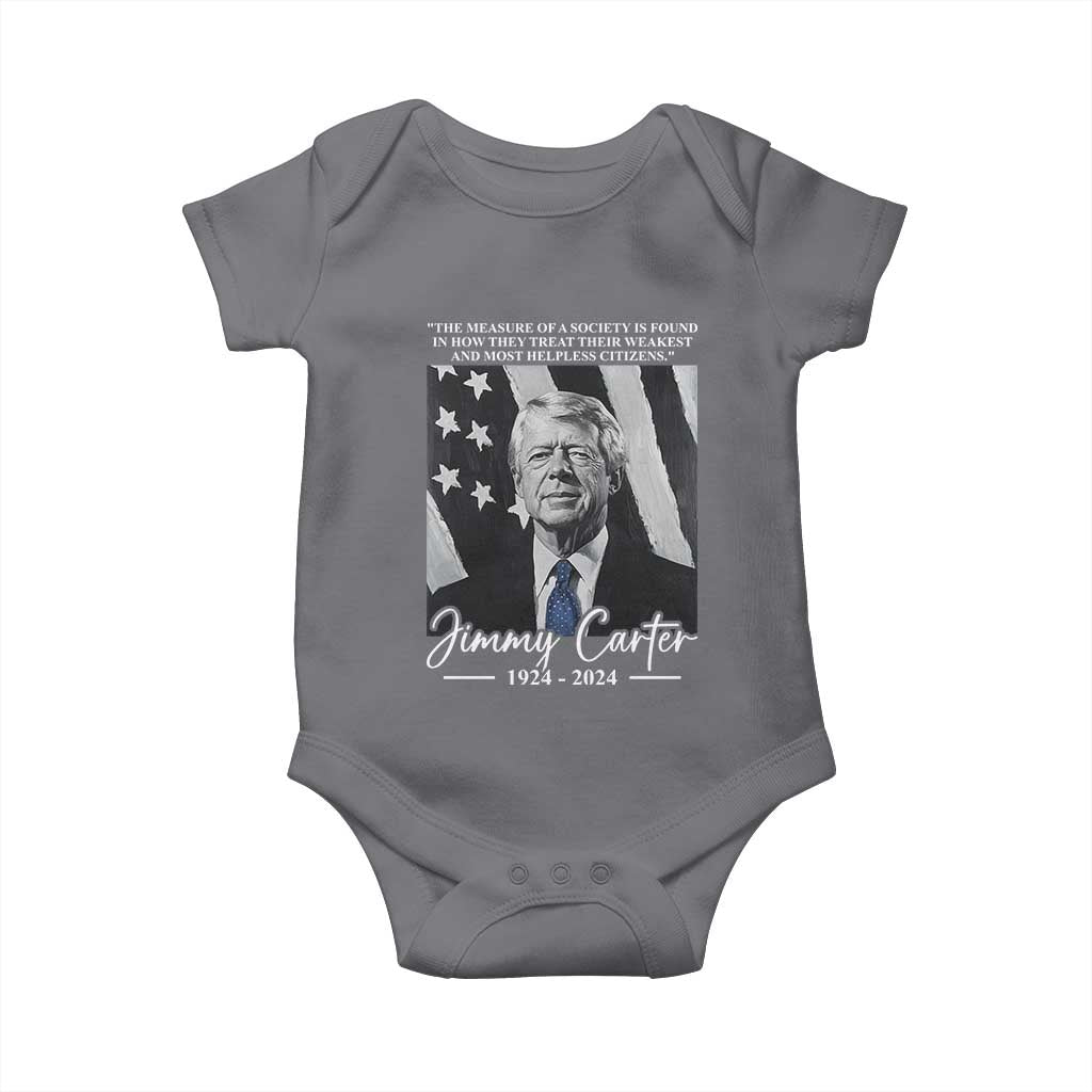 Jimmy Carter Quote Baby Onesie The Measure Of A Society TS09 Charcoal Print Your Wear