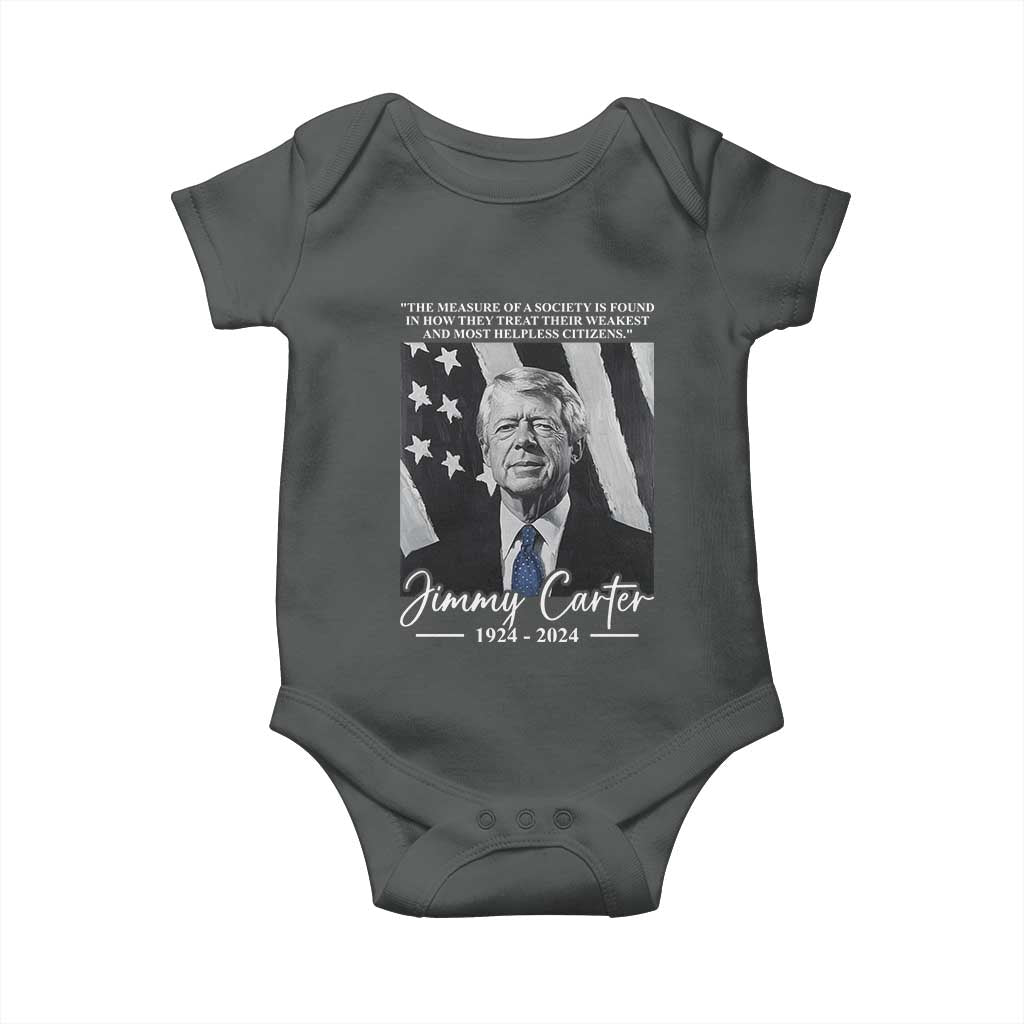 Jimmy Carter Quote Baby Onesie The Measure Of A Society TS09 Dark Heather Print Your Wear