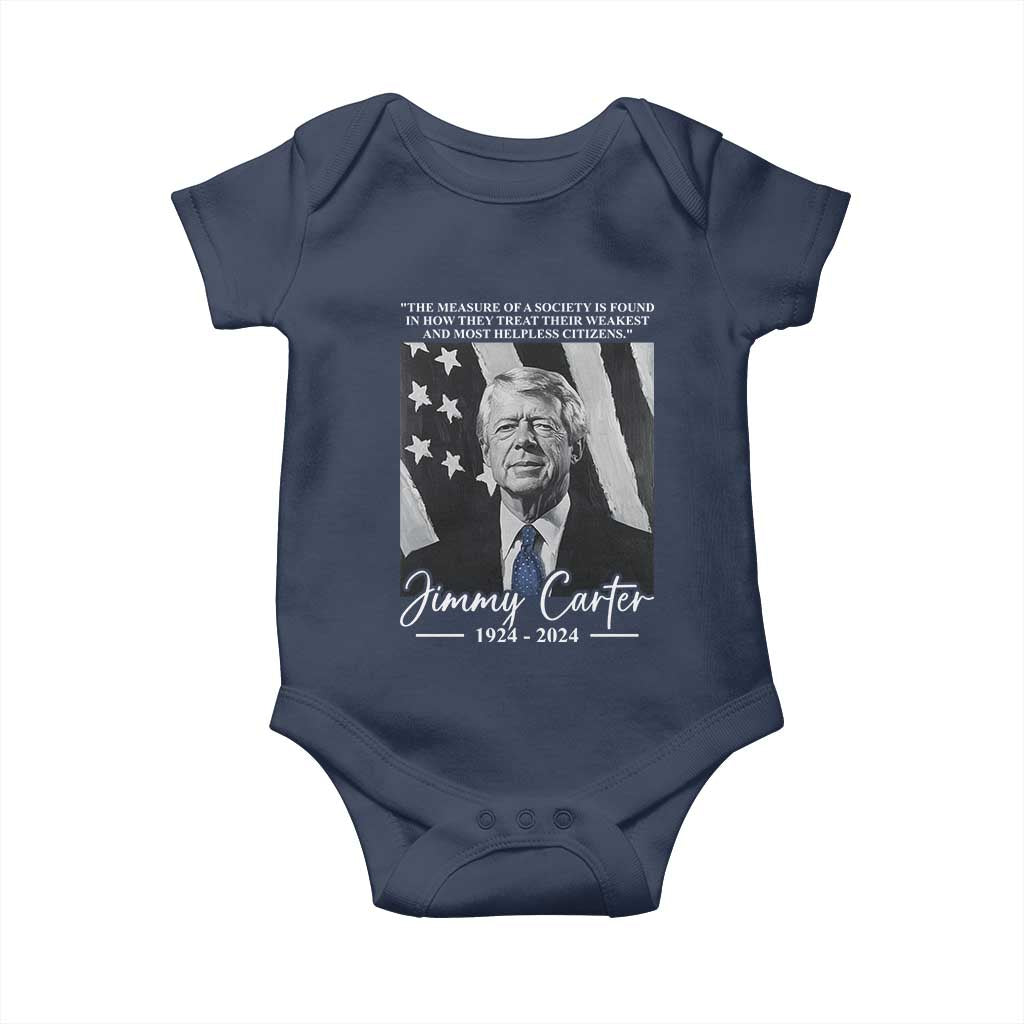 Jimmy Carter Quote Baby Onesie The Measure Of A Society TS09 Navy Print Your Wear