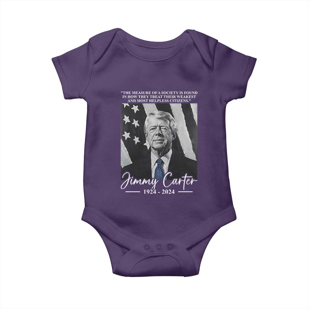 Jimmy Carter Quote Baby Onesie The Measure Of A Society TS09 Purple Print Your Wear