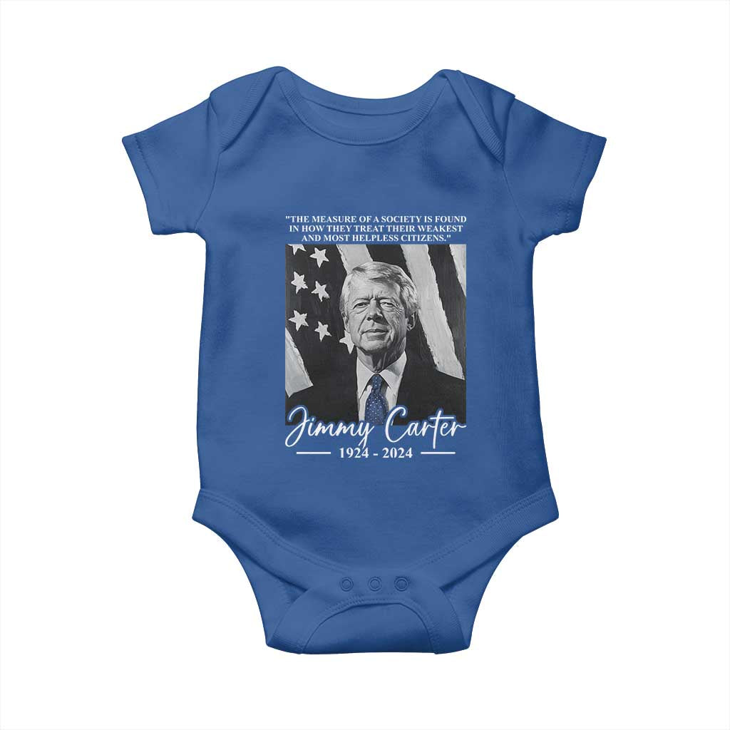 Jimmy Carter Quote Baby Onesie The Measure Of A Society TS09 Royal Blue Print Your Wear