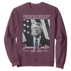 Jimmy Carter Quote Sweatshirt The Measure Of A Society TS09 Maroon Print Your Wear