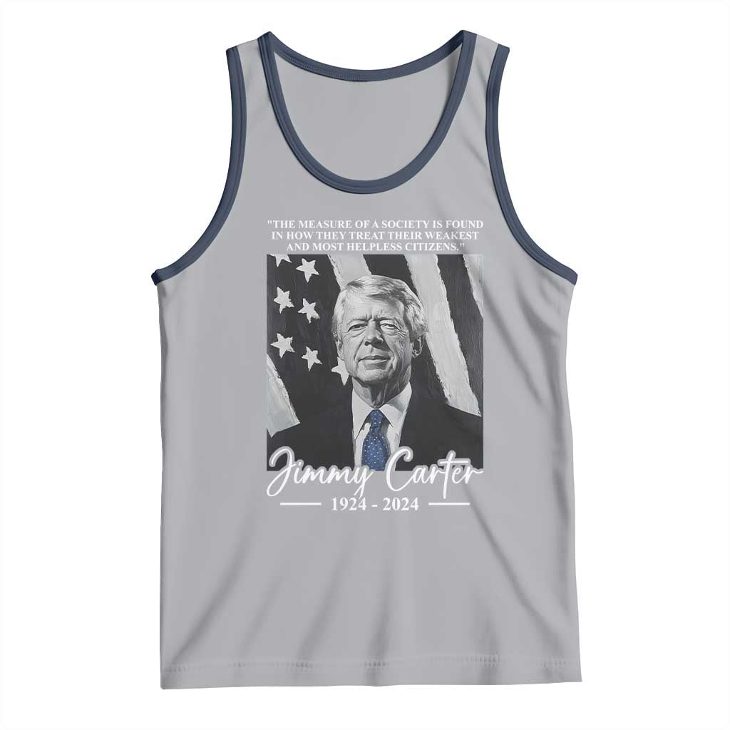 Jimmy Carter Quote Tank Top The Measure Of A Society TS09 Athletic Heather Navy Print Your Wear