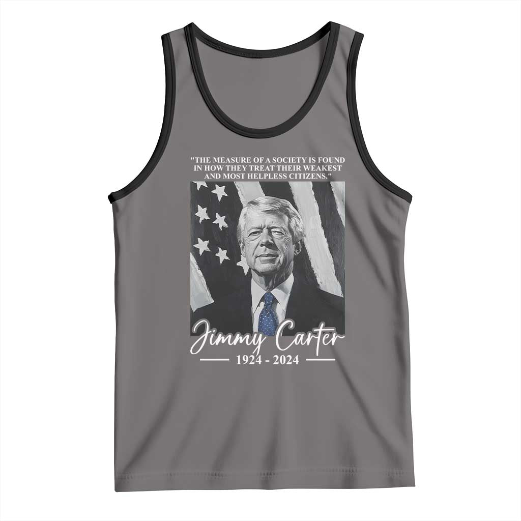 Jimmy Carter Quote Tank Top The Measure Of A Society TS09 Deep Heather Black Print Your Wear