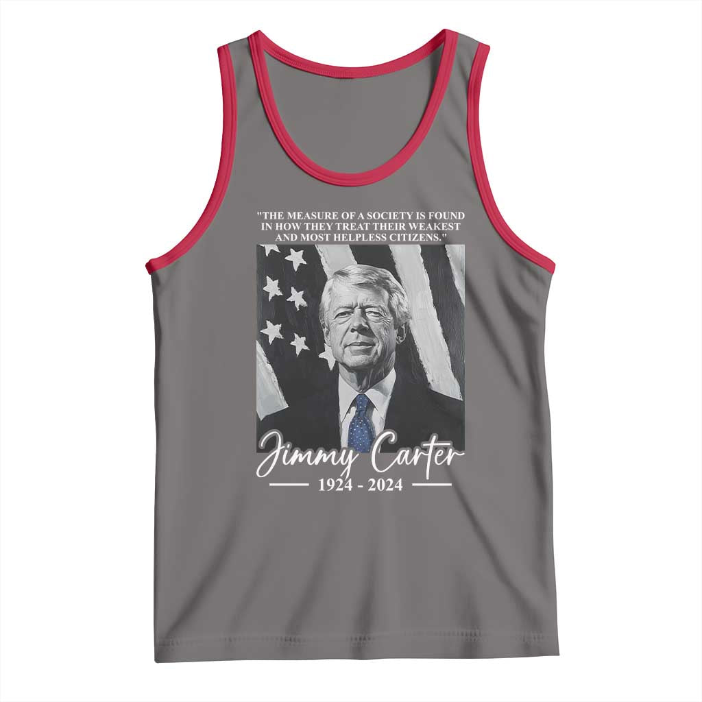 Jimmy Carter Quote Tank Top The Measure Of A Society TS09 Deep Heather Red Print Your Wear