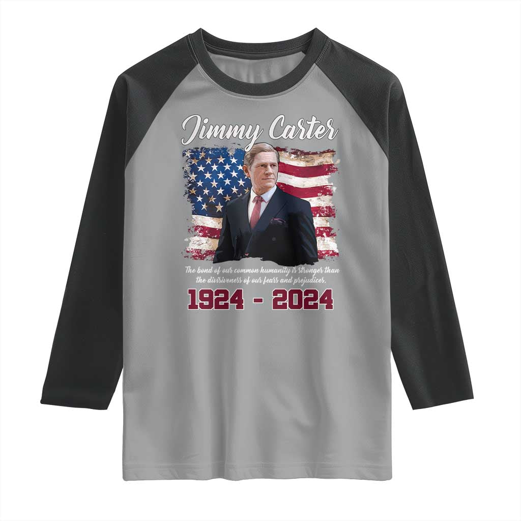 Jimmy Carter Raglan Shirt A Legacys Of Peace And Humanitys TS09 Sport Gray Black Print Your Wear