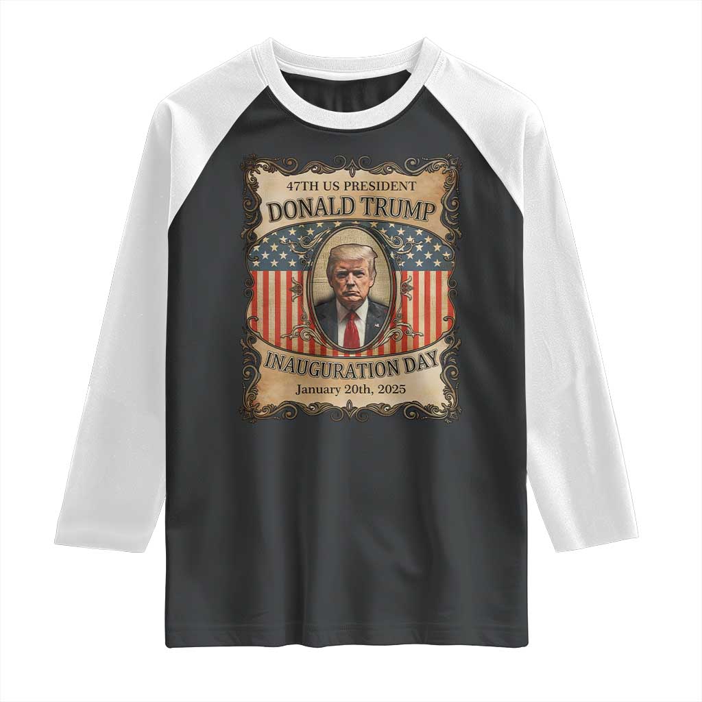 President Donald Trump Inauguration Day 2025 Raglan Shirt TS09 Black White Print Your Wear