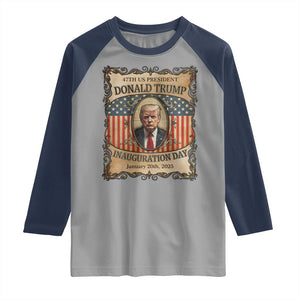 President Donald Trump Inauguration Day 2025 Raglan Shirt TS09 Sport Gray Navy Print Your Wear