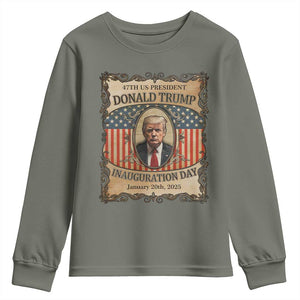 President Donald Trump Inauguration Day 2025 Youth Sweatshirt TS09 Military Green Print Your Wear