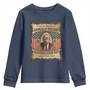 President Donald Trump Inauguration Day 2025 Youth Sweatshirt TS09 Navy Print Your Wear