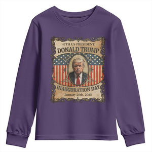 President Donald Trump Inauguration Day 2025 Youth Sweatshirt TS09 Purple Print Your Wear