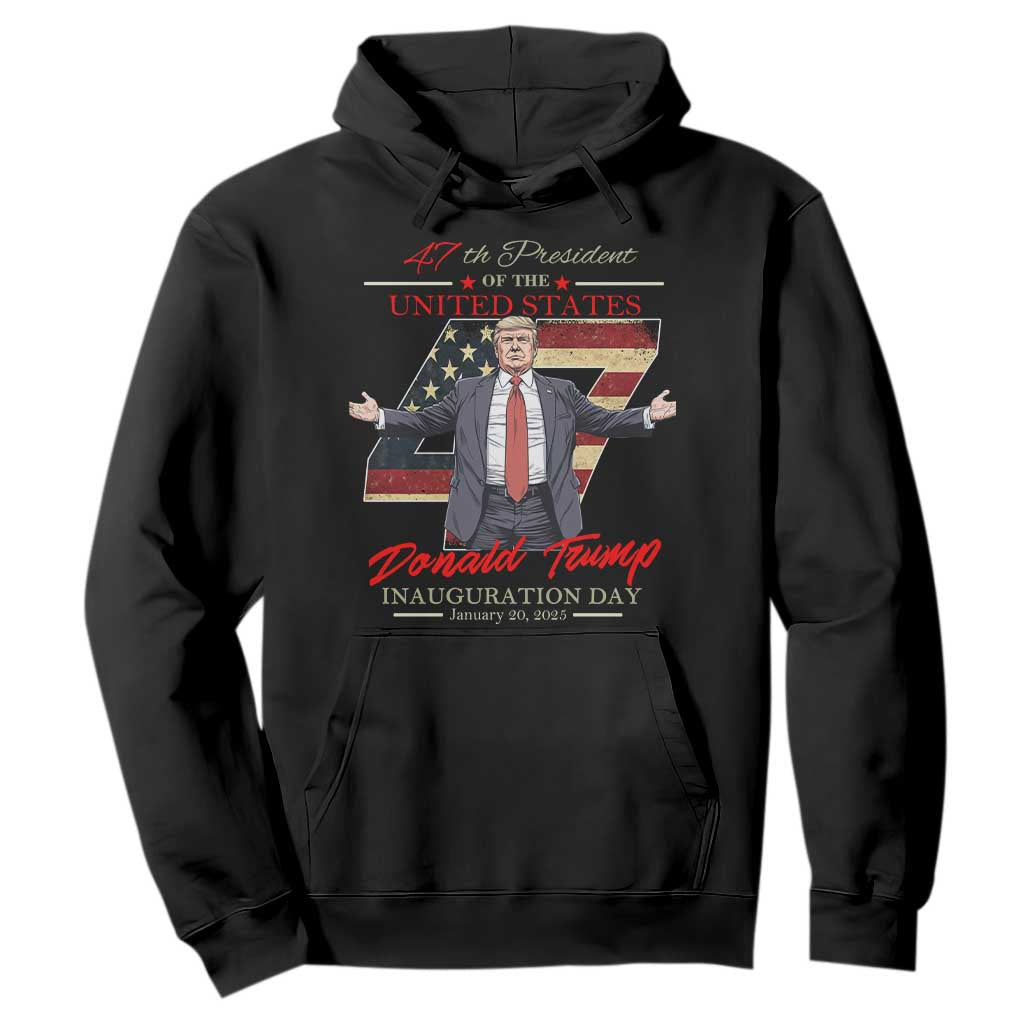 Trump Inauguration Day 2025 Hoodie 47th US President American Flag TS09 Black Print Your Wear