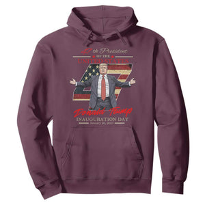 Trump Inauguration Day 2025 Hoodie 47th US President American Flag TS09 Maroon Print Your Wear