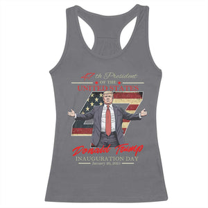 Trump Inauguration Day 2025 Racerback Tank Top 47th US President American Flag TS09 Charcoal Print Your Wear