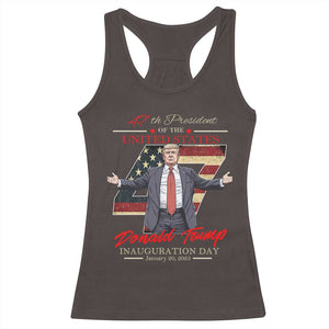 Trump Inauguration Day 2025 Racerback Tank Top 47th US President American Flag TS09 Dark Chocolate Print Your Wear