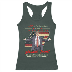Trump Inauguration Day 2025 Racerback Tank Top 47th US President American Flag TS09 Dark Forest Green Print Your Wear