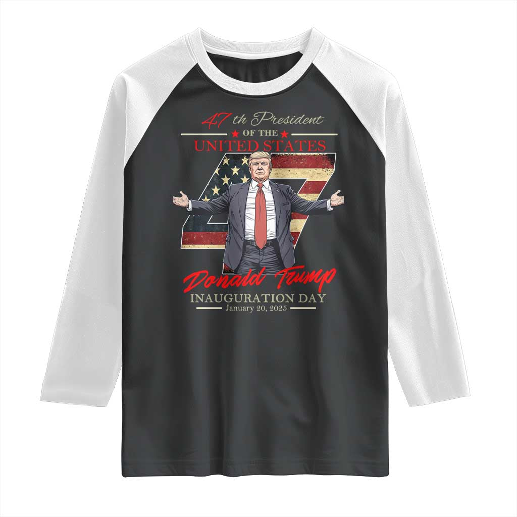 Trump Inauguration Day 2025 Raglan Shirt 47th US President American Flag TS09 Black White Print Your Wear