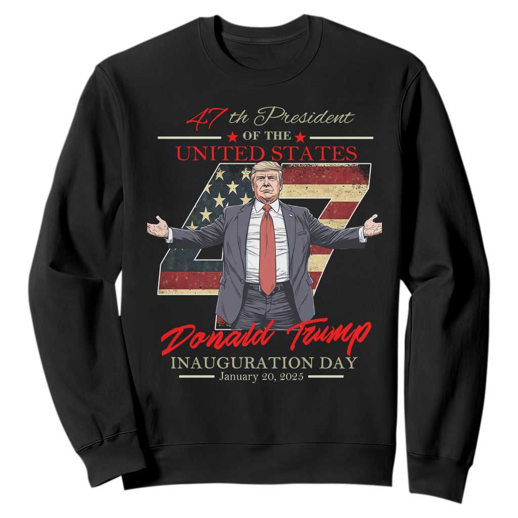 Trump Inauguration Day 2025 Sweatshirt 47th US President American Flag TS09 Black Print Your Wear