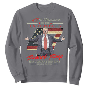 Trump Inauguration Day 2025 Sweatshirt 47th US President American Flag TS09 Charcoal Print Your Wear
