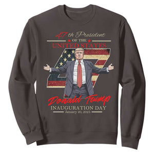 Trump Inauguration Day 2025 Sweatshirt 47th US President American Flag TS09 Dark Chocolate Print Your Wear