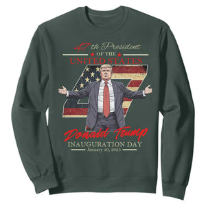 Trump Inauguration Day 2025 Sweatshirt 47th US President American Flag TS09 Dark Forest Green Print Your Wear