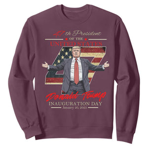 Trump Inauguration Day 2025 Sweatshirt 47th US President American Flag TS09 Maroon Print Your Wear