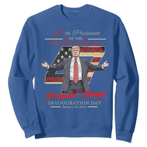 Trump Inauguration Day 2025 Sweatshirt 47th US President American Flag TS09 Royal Blue Print Your Wear