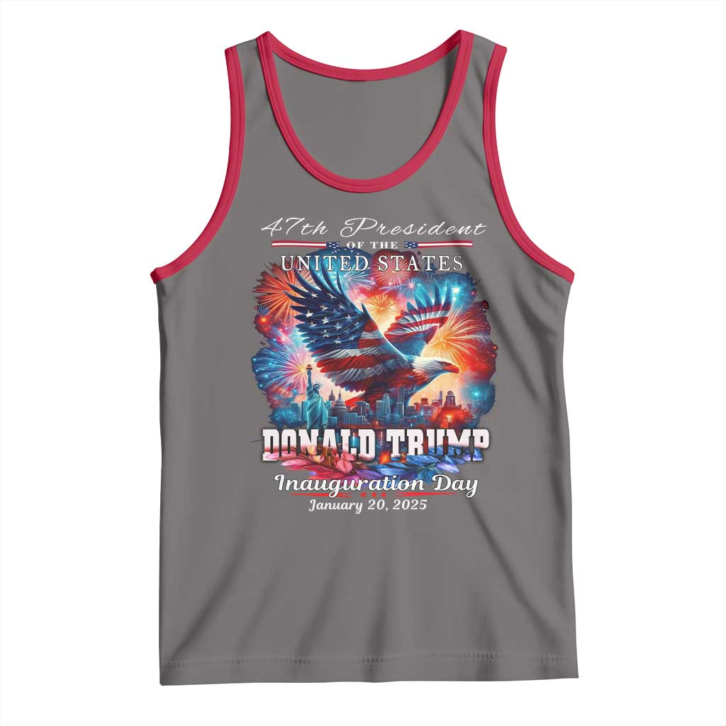 47th President Donald Trump Inauguration Day 2025 Tank Top American Eagle Fireworks TS09 Deep Heather Red Print Your Wear