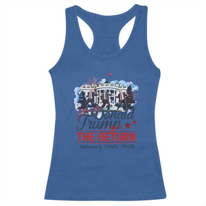 Trump Inauguration Day 2025 Racerback Tank Top The Return Trump Dancing TS09 Royal Blue Print Your Wear