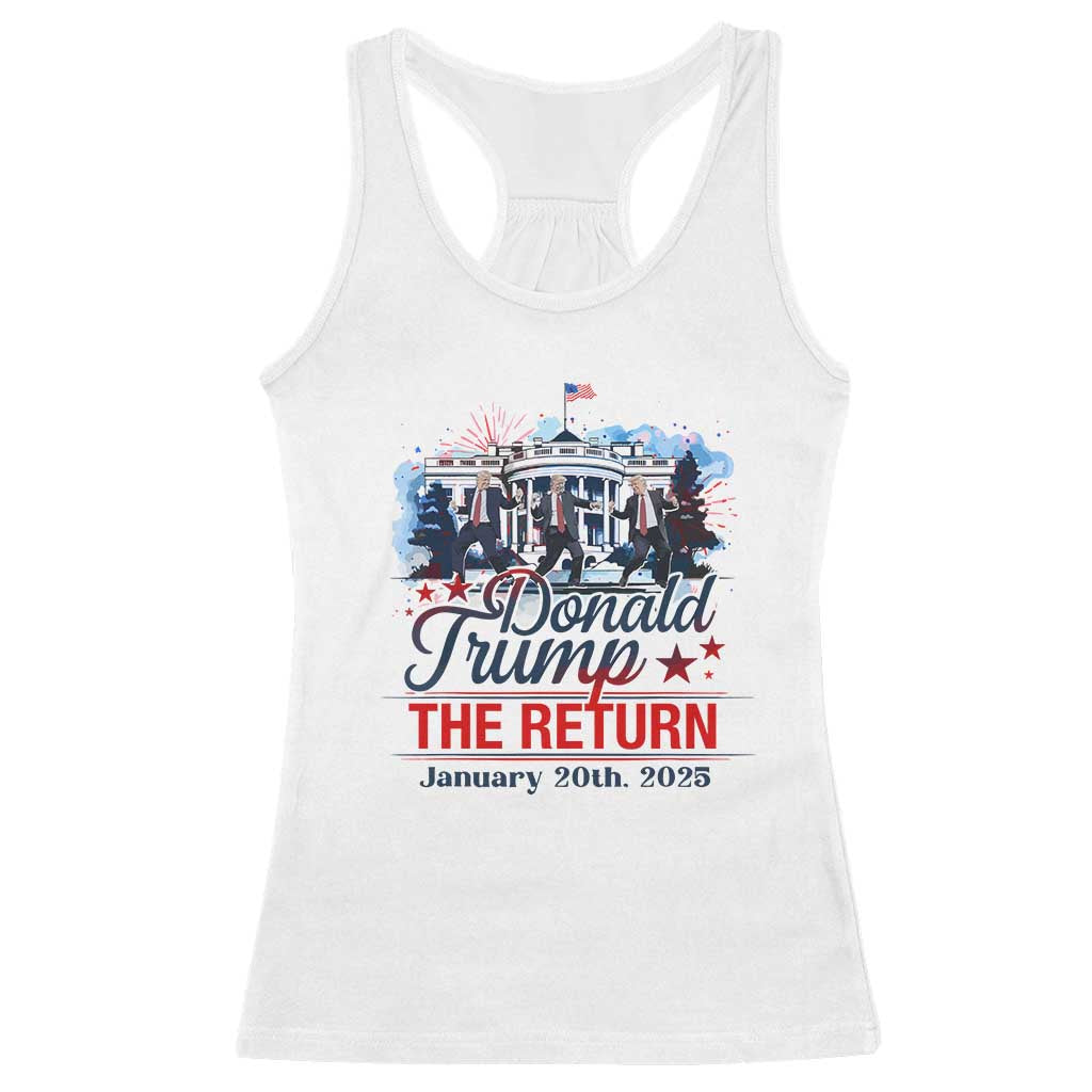 Trump Inauguration Day 2025 Racerback Tank Top The Return Trump Dancing TS09 White Print Your Wear