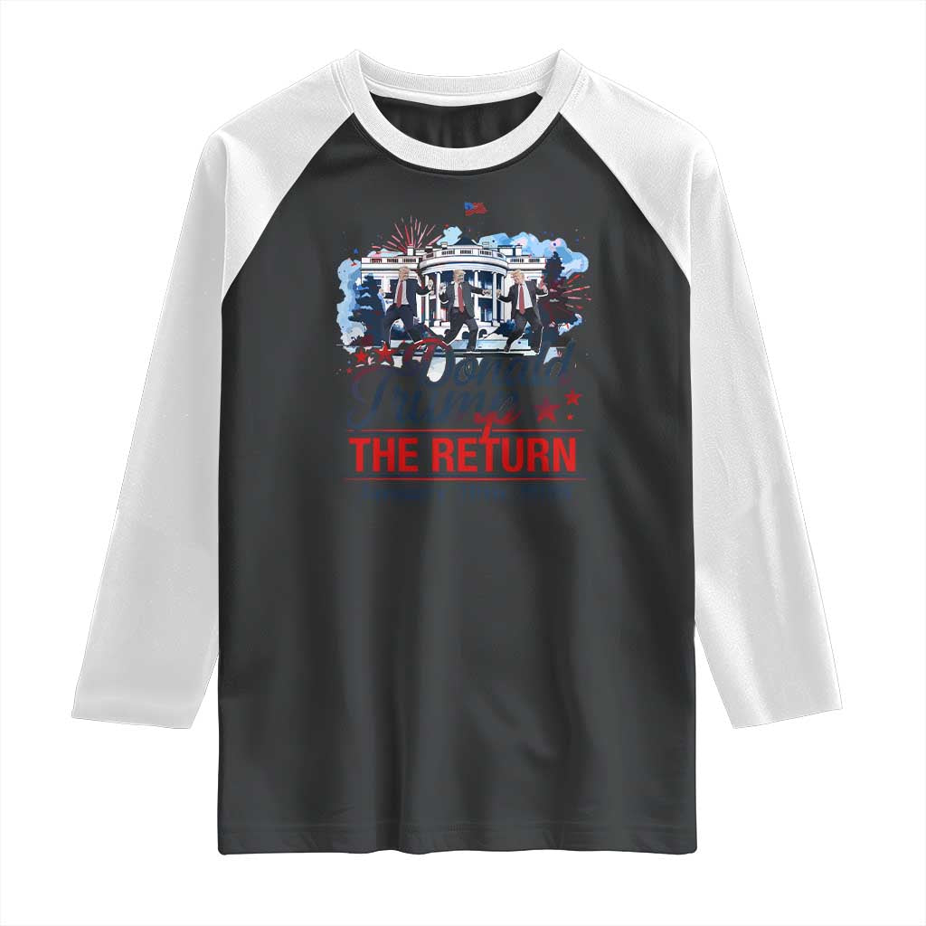 Trump Inauguration Day 2025 Raglan Shirt The Return Trump Dancing TS09 Black White Print Your Wear