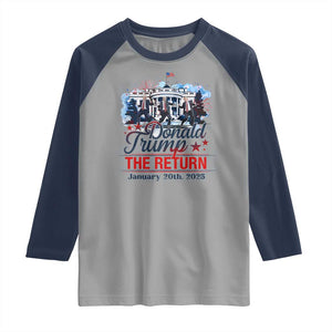 Trump Inauguration Day 2025 Raglan Shirt The Return Trump Dancing TS09 Sport Gray Navy Print Your Wear