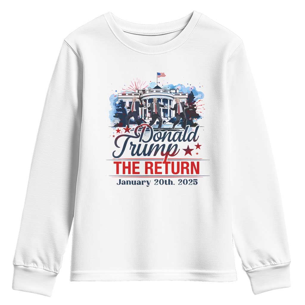 Trump Inauguration Day 2025 Youth Sweatshirt The Return Trump Dancing TS09 White Print Your Wear