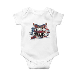 Trump Inauguration Day 2025 Baby Onesie Trump The Return American Flag TS09 White Print Your Wear