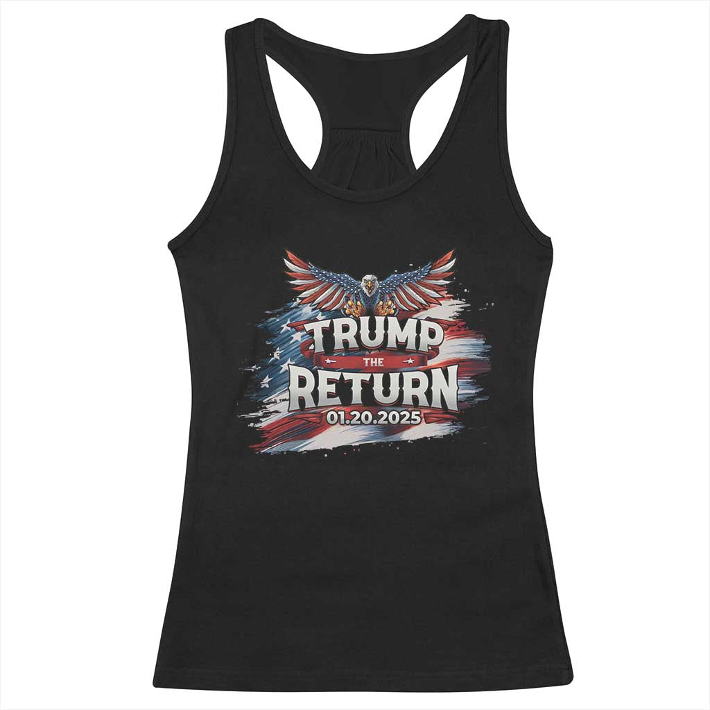 Trump Inauguration Day 2025 Racerback Tank Top Trump The Return American Flag TS09 Black Print Your Wear
