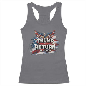 Trump Inauguration Day 2025 Racerback Tank Top Trump The Return American Flag TS09 Charcoal Print Your Wear