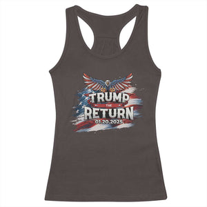 Trump Inauguration Day 2025 Racerback Tank Top Trump The Return American Flag TS09 Dark Chocolate Print Your Wear