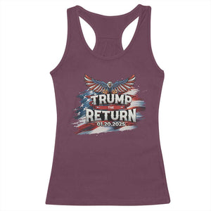 Trump Inauguration Day 2025 Racerback Tank Top Trump The Return American Flag TS09 Maroon Print Your Wear