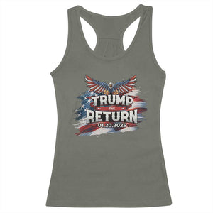 Trump Inauguration Day 2025 Racerback Tank Top Trump The Return American Flag TS09 Military Green Print Your Wear